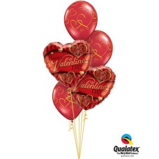 Bukiet 121 Valentine's Golden Filigree Qualatex #34470-2 40862-3